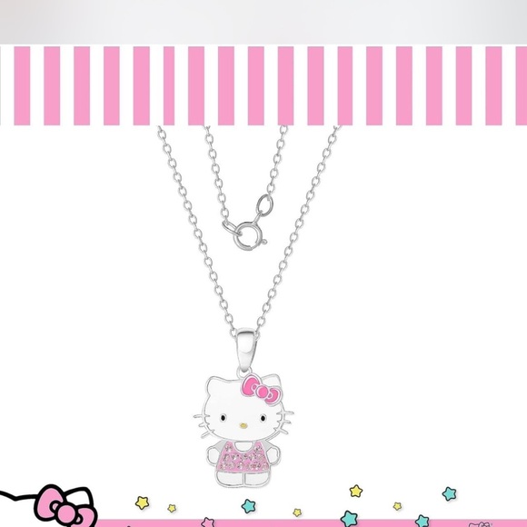 Women’s necklace, silver plated, with enamel and crystal pendant - Picture 4 of 4